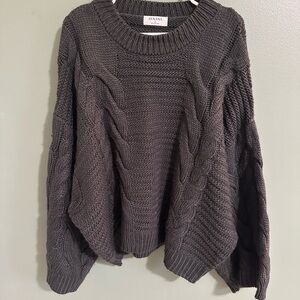 Zenana Outfitters Women's Gray Cable Knit Sweater